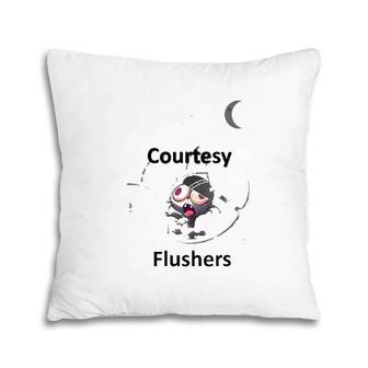 Courtesy Flushers Zombie Cat Humor Gift Pillow | Mazezy