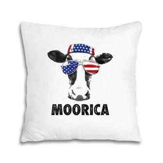 Cow 4Th Of July Moorica Merica Men Women Usa Flag Farm Pillow | Mazezy