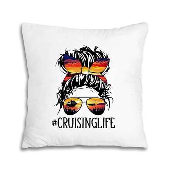 Cruising Life Cruise Messy Bun Hair Sunset Sunglasses Pillow | Mazezy
