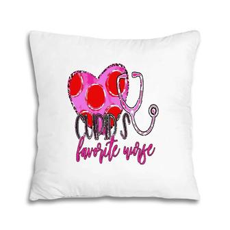 Cupid's Favorite Nurse Funny Cute Nurse Valenine's Day Pillow | Mazezy