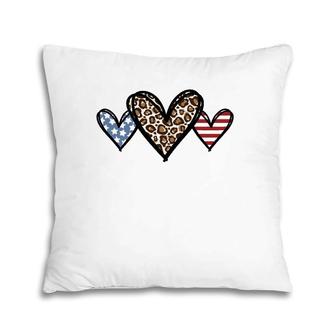 Cute American Flag Hearts Fourth 4Th Of July Usa Patriotic Pillow | Mazezy