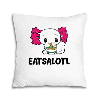 Cute Axolotl Eating Ramen Soup Eatsalotl Axolotl Pillow | Mazezy