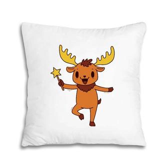 Cute Cartoon Moose Adorable Funny Animal Tee Pillow | Mazezy