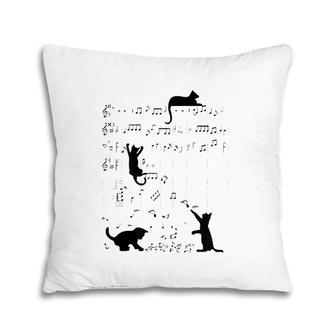 Cute Cat Kitty Playing Music Note Clef Musician Art Zip Pillow | Mazezy