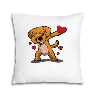 Cute Dabbing Dog Red Hearts Valentines Day Pillow | Mazezy