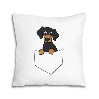 Cute Dachshund In Pocket Dachshund Owner Pillow | Mazezy