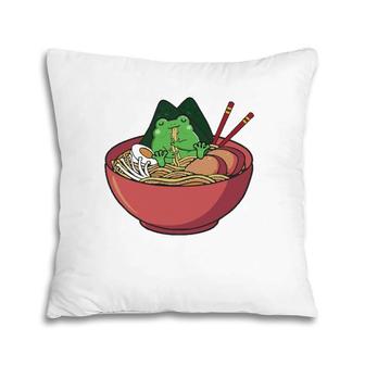 Cute Frog Eating Ramen Japanese Noodles Lover Funny Pillow | Mazezy