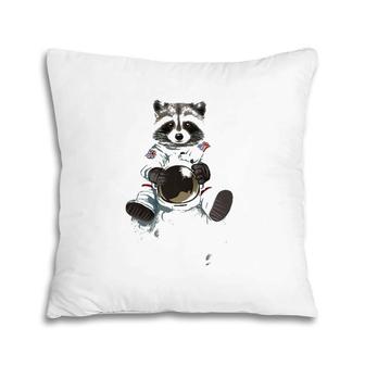 Cute Raccoon Astronaut Sitting Moon Space Astronaut Raccoon Premium Pillow | Mazezy
