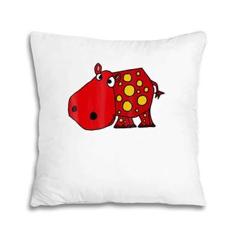 Cute Red Hippo Cartoon Pillow | Mazezy