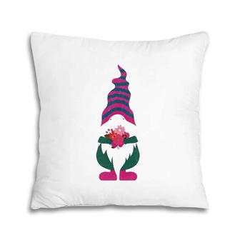 Cute Valentine Gnome Holding Flowers And Hearts Tomte Gift Pillow | Mazezy