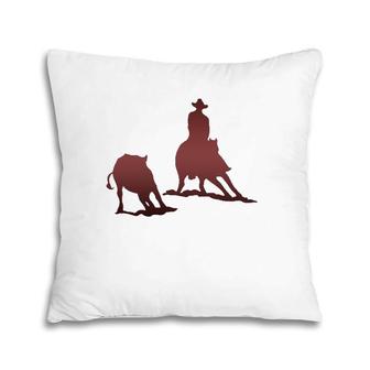 Cutting Horse And Rider Cutting Cattle Pillow | Mazezy