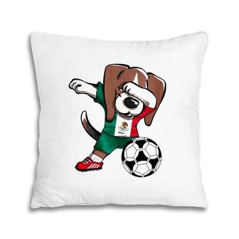 Dabbing Beagle Mexico Soccer Fans Jersey Mexican Football Pillow | Mazezy