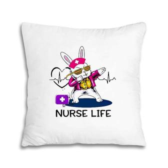 Dabbing Cool Easter Bunny Nurse Nursing Life Heart Heartbeat Pillow | Mazezy