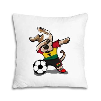 Dabbing Dog Ghana Soccer Fans Jersey Ghanaian Flag Football Pillow | Mazezy