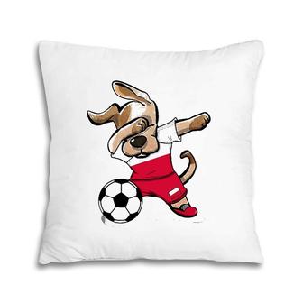 Dabbing Dog Poland Soccer Jersey Polish Football Lover Gift Pillow | Mazezy