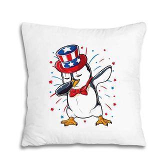 Dabbing Penguin 4Th Of July Men Usa American Flag Pillow | Mazezy