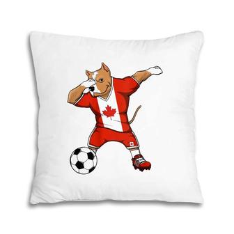 Dabbing Pitbull Canada Soccer Fans Jersey Canadian Football Raglan Baseball Tee Pillow | Mazezy