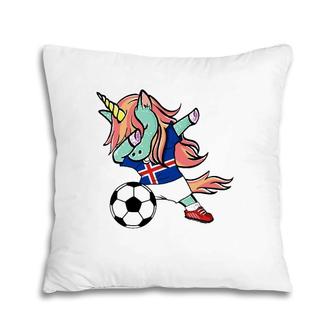 Dabbing Unicorn Soccer Iceland Jersey Icelandic Football Tee Pillow | Mazezy