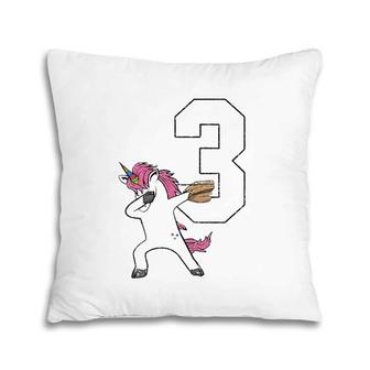 Dabbing Unicorn Softball Number 3 Softball Jersey Pillow | Mazezy