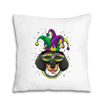 Dachshund Dog Lover Cute Mardi Gras Carnival Jester Pillow | Mazezy