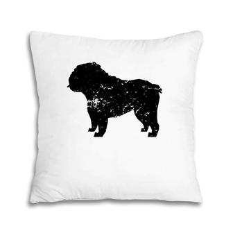 Distressed English Bulldog Silhouette Dog Owner Pillow | Mazezy