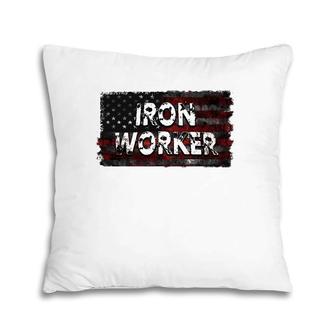 Distressed Iron Worker Gift For American Welders Pillow | Mazezy