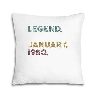 Distressed Retro Legend Since January 1980 42Nd Birthday Pillow | Mazezy