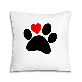 Dog Paw With Heart - I Love Dogs Pillow | Mazezy