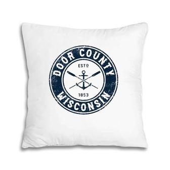 Door County Wisconsin Wi Vintage Boat Anchor & Oars Pillow | Mazezy