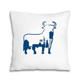 Durham Nc City Skyline Standing Bull Silhouette Pillow | Mazezy