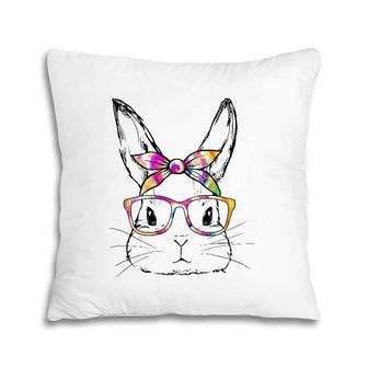 Dye Cute Bunny Face Tie Dye Glasses Easter Day Premium Pillow | Mazezy