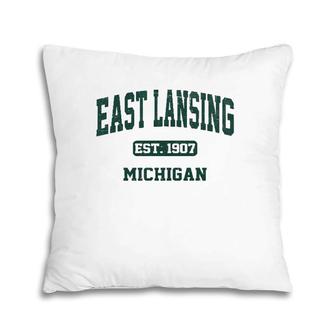 East Lansing Michigan Mi State Vintage Athletic Style Gift Pillow | Mazezy
