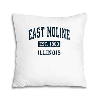 East Moline Illinois Il Vintage Sports Design Navy Print Pillow | Mazezy
