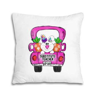 Easter Bunny Truck Substitute Teacher Squad Pillow | Mazezy