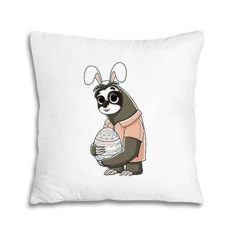 Easter Sloth Easter Bunny Ears Rabbit Sloth Easter Egg Pillow | Mazezy