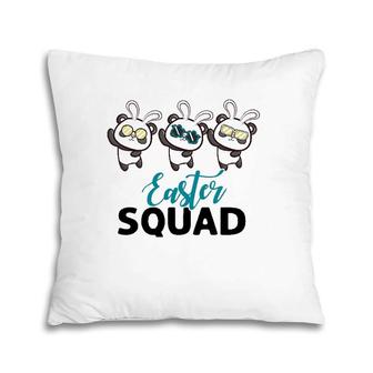 Easter Squad Panda With Bunny Ears Funny Easter Day Pillow | Mazezy