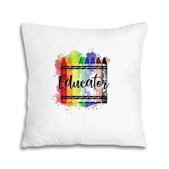 Educator Crayon Colorful Education Teacher Gift Pillow | Mazezy