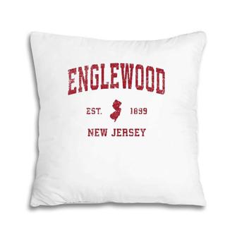 Englewood New Jersey Nj Vintage Sports Design Red Print Pillow | Mazezy