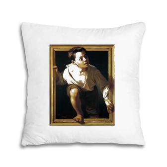 Escaping Criticism Optical Illusion Painting Art Pillow | Mazezy