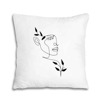 Face Abstract Minimalist Line Art Drawing Tee Aesthetic Top Pillow | Mazezy