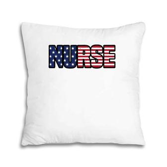 Family 365 Nurse Distress American Flag - Unisex Pillow | Mazezy