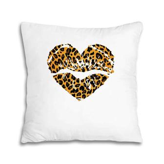 Fashion Leopard Love Heart Print Lips Womens Gift Idea Pillow | Mazezy