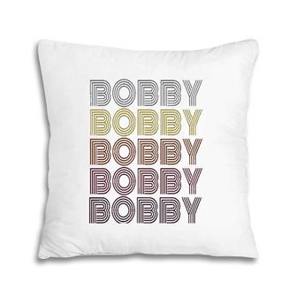 First Name Bobby Retro Pattern Vintage Style Pillow | Mazezy