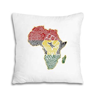 Fist Africa Map African Flag Fingerprint Black History Month Pillow | Mazezy