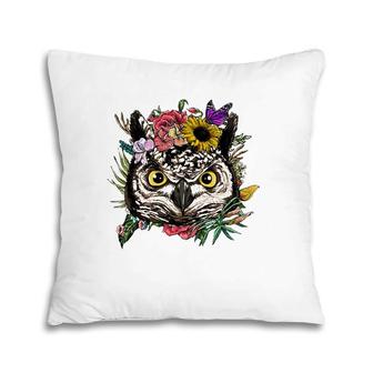 Floral Owl Spring Nature Lovers Gift For Women & Men Pillow | Mazezy