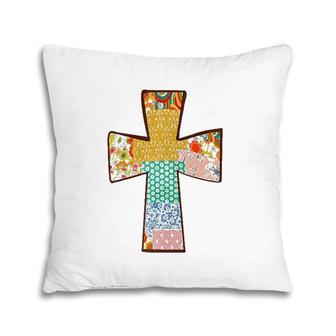 Floral Patchwork Cross Pillow | Mazezy