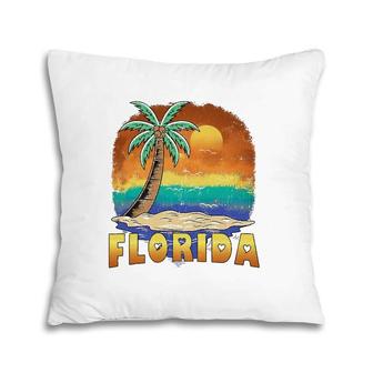Florida Beach Vintage Distressed Souvenir Pillow | Mazezy
