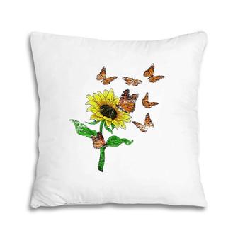 Flower Butterflies Nature Butterfly Sunflower Pillow | Mazezy