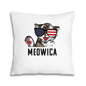Fourth Of July Meowica Funny Cat American Independence Day Pillow | Mazezy