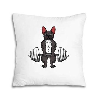 French Bulldog Deadlifts Dog Fitness Weightlifting Pillow | Mazezy
